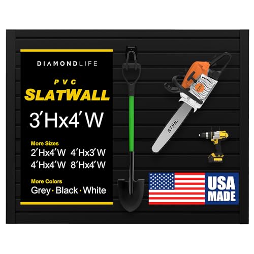 DLDIRECT 36' X 48' - Slatwall Panel Garage Organizer: Heavy Duty Wall Mounted PVC Rack, Interlocking Slat Paneling for Garage Storage, Slotwall Board, Shelves System