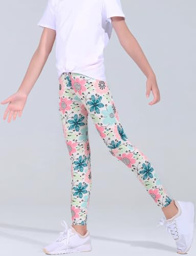 Happy Cherry Girls Printed Leggings 3 Pack Athletic Leggings for Girls 4-13 Years Yoga Pants Tights Trousers for Kids4