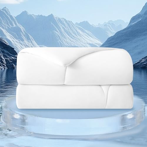 Cooling Comforter Twin Size, Thin Summer Blanket for Hot Sleepers & Night Sweats, Ultra Soft & Lightweight & Silk Smooth Ice Blanket, Q-Max>0.4, 68