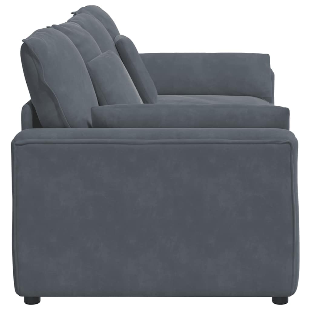 Sofa modułowa ciemnoszara z poduszkami, aksamit 100% poliester, metalowa rama, 224 x 105 x 64 cm, 2 elementy siedzenia, sofa modułowa, zestaw wypoczynkowy do salonu i pokoju gościnnego