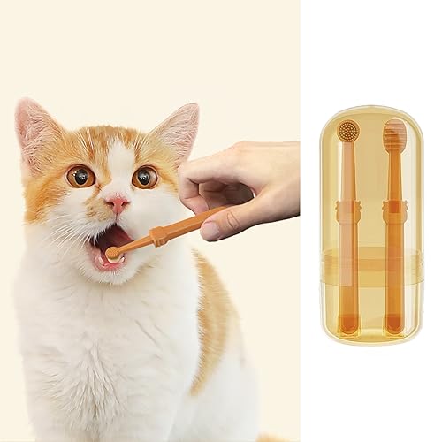 MANON ROSA Dog Cat Toothbrush - Soft Silicone Tooth Brush &Tongue Cleaner Kit- Plaque Removal for Teeth Cleaning - Hygiene Solution for Small Pet Puppies Kittens (1 Pack)