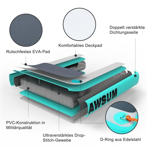 AWSUM 120x100cm Hunderampe Aufblasbar Hunde Wasserrampe Aufblasbare Dog Ramp Hundeboot Rampe Leiter Schwimmrampe Welpe Planke Schwimmdock Plattform für Hunde bis zu 80 kg, für Pool, Boote, Docks, Seen