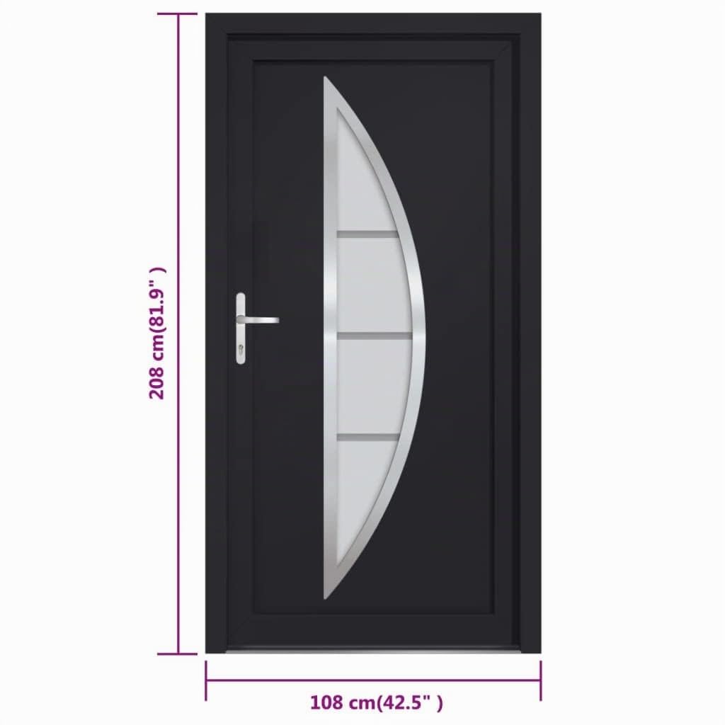 Porte d entrée anthracite 108x208 cm PVC