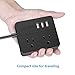 USB Power Strip JSVER Power Strip with 3 USB, Power Strip Surge Protector, 2 AC Outlet Strip, USB Charging Station with 3.94ft Extension Cord, Mini Power Cord for Home, Office, Dorm, Travel (Black)
