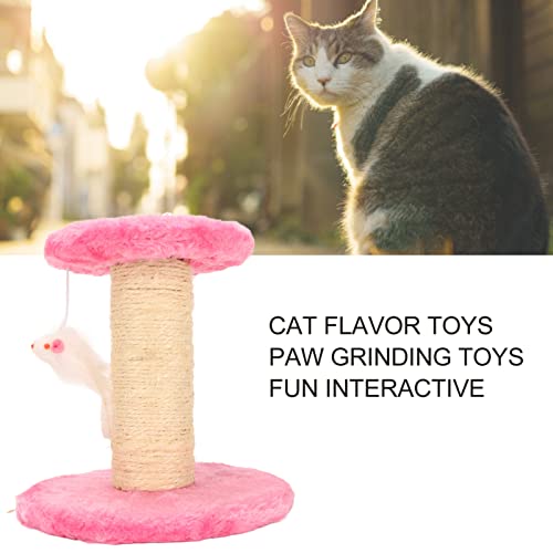 Rascador para gato de 2 niveles con peluche suave rosa miniatura 3