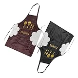 CALLARON 2piezas Delantal De Cocina Con Bolsillos Para Personal De Barra y Lavavajillas Delantal De Mujer Resistente Al Agua
