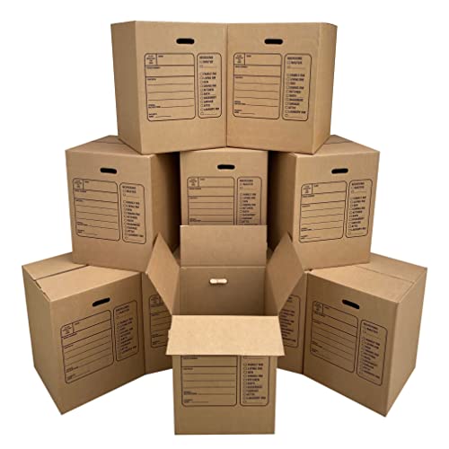 uBoxes Corrugated Moving Boxes with Handles, 10 Premium Large, 18