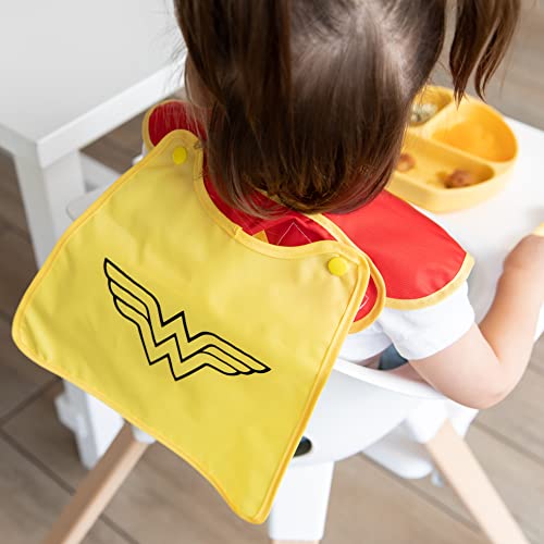 Bumkins Bibs, Dc Comics Wonder Woman, Baby Bibs For Girl Or Boy, Superbib With Cape, Baby And Toddler Bib For 6-24 Months, Baby Bib For Eating, Feeding Bib, Waterproof Fabric #TOP3