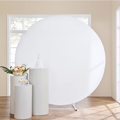 220cm Cubierta de Fondo Redondo Blanco, Fondo Circular para decoración de Fiesta de cumpleaños de Baby Shower de Boda