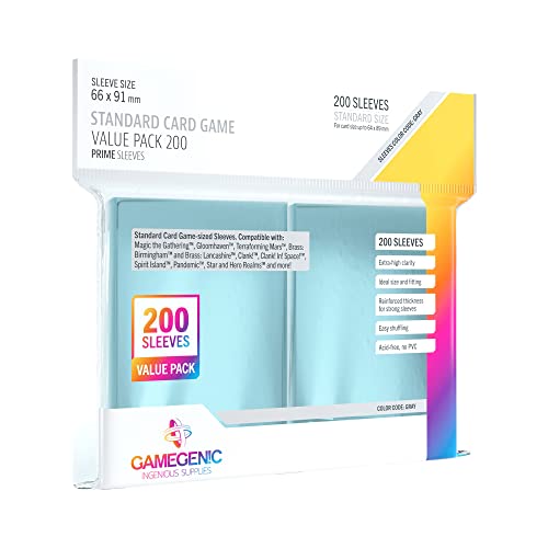 GAMEGEN!C- Value Pack Standard Sleeves (200), Color Clear (GGS10071ML)
