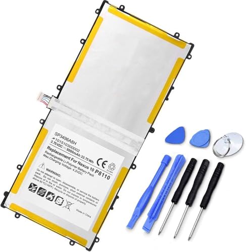 JCEQNVWL SP3496A8H SP3496A8H(1S2P) HA32ARB 3.75V 33.75Wh 9000mAh Replacement Battery Compatible for Samsung Google Nexus 10 N10 Table PC P8110 HA32ARB GT P8110 Nexus 10 16GB/32GB