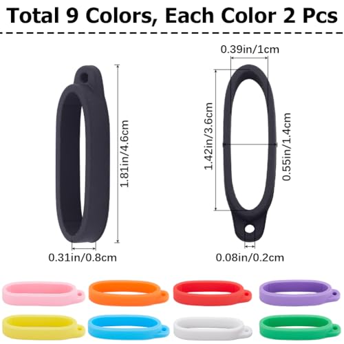 GORGECRAFT 18Pcs 9 Colors Anti-lost Silicone Rubber Ring 36mm Diameter Multipurpose Necklace Lanyard Rings Band Holder Cases Replacement Pendant Carrying Kit for Pens Key-Ring Office Sports - Image 2