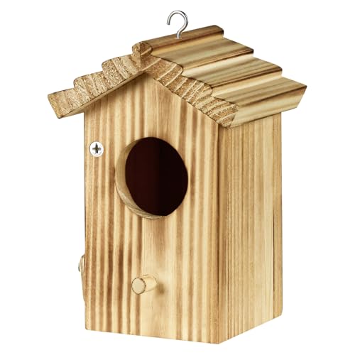 CLACKIBUKVYZ Hummingbird House for Outside Hanging - Small Bird Nesting Box for Hummingbird - Natural Wood Birdhouse with Perch - Outdoor Garden Decor & Bird Lover Gift (Dimensions 4.1*3.3*5.9 inch)