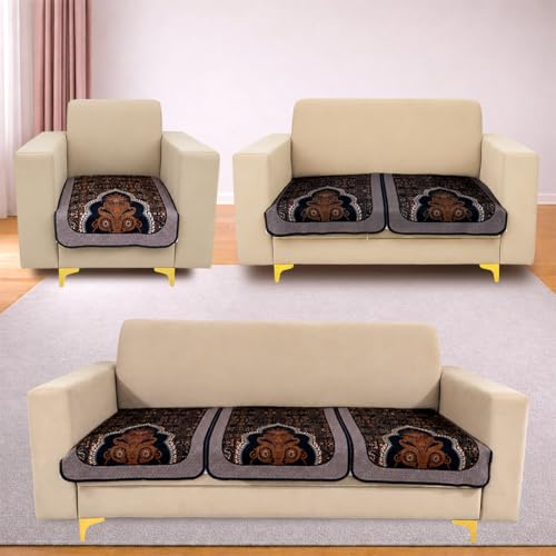 Image of Homerz Premium 'Maharaja Paradise Series' Sofa Cover | Net Fabric Sofa Cover | Washable, Anti-Dust Backed & Wrinkle Resistant Cover (Sheesh Mahal, 6 (3+2+1) Seater, Only Seat Cover)