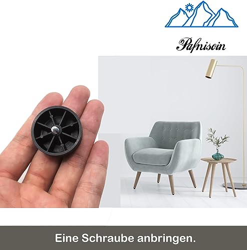 pafnisoin Möbelfüße schwarz 8 Stück Möbelbeine Rund Ø 33 x H 13 mm Schrankfüsse Kunststoff Füße für Möbel Sofa Füße mit 8 Schrauben für Schrank, Sofa, Stuhl