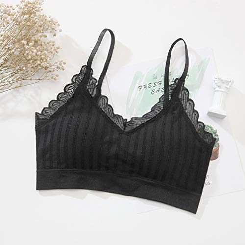 PretyzOOM – Blusa feminina sem cadarço com alça fina, colete para mulheres e meninas, Preto, 30x18cm