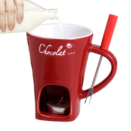 Generisch Taza de fondue, calentador de mantequilla con tenedor | Pequeña taza de fondue de queso, para mariscos, cenas, aperitivos, salsa, queso, , , boda, picnic, , cocineros