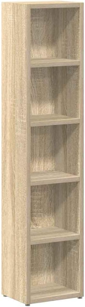 Set of 2 Sonoma Oak Engineered Wood Tall CD Cabinet Storage Units with Wall Mount Unit for Media Organization