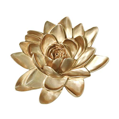 Artgenius Resin Lotus Flower Wall Decor,3D Flower Wall Hanging Decor Modern Art Flowers Decor for Home,Office (Gold, M)