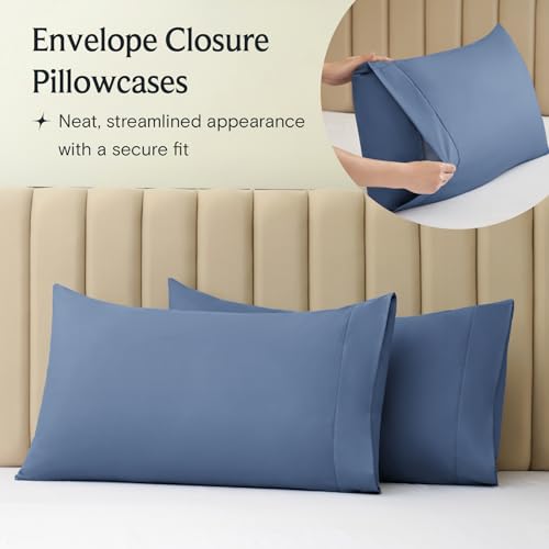 Image of LuxClub 4 PC Queen Sheet Set, Breathable Luxury Bed Sheets, Deep Pockets 18 inch Wrinkle Free Cooling Sheets Machine Washable Hotel Bedding Silky Soft - Oxford Queen
