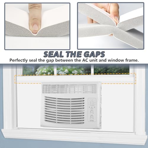 Flamorrow Window Air Conditioner Side Foam Panels, Indoor Window Air Conditioner Surround Insulation Panels Kit with Top Seal Strip for Window AC Unit - Thumbnail 4