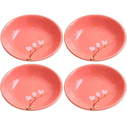 Sizikato 4pcs Colorful Porcelain Appetizer Plate, 4-Inch Snack Plate, Fruit Plate