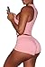 VamJump Womens Sports Outfit Sets 2 Piece Racerback Tank Top High Waist Shorts 2 Piece Sets Pink L