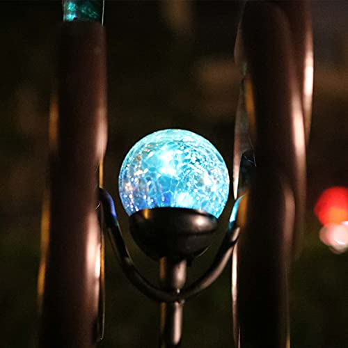 Solar Powered Glass Ball+Accessories - For Solar Wind Spinner Replacement Solar Light Parts (Bronze) #TOP4