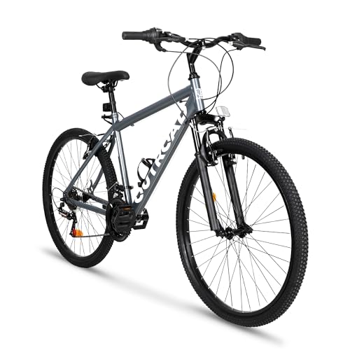 Betterland 26 Inch Mountain Bike, 21-Speed Adult Bicycle with Dual V/Disc Brakes,Front Suspension, High Carbon Steel Frame, with Adjustable Ergonomic Seat Bicycle (X5 Gery)