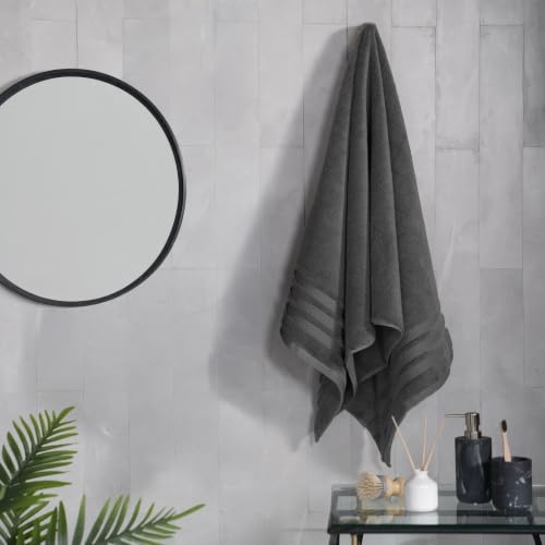 Image of MYTRIDENT Towels for Bath Large Size | Finesse Collection, 1 Piece Bath Towel | 75 cm x 150 cm | 625 GSM, Zero-Twist, Luxuriously Soft, 100% Cotton, Charcoal