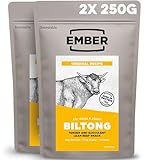 Ember Biltong de Ternera Original 500 g - Carne Seca Beef Jerky Rica en Proteinas - Baja en Grasa, Sin Azúcar Añadido, Keto, Sin Colorantes ni Aromas Artificiales - 2 Bolsas Resellables de 250 g