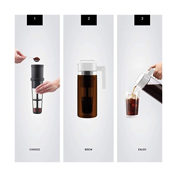 Takeya Patented Deluxe Cold Brew Coffee Maker With White Lid Airtight