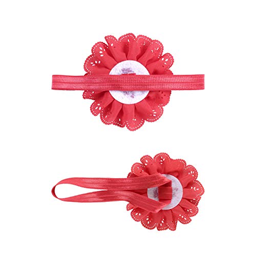 Angla 2Pcs Flower Headband Tutu Skirt For Newborn Baby Girl Toddlers Infant 0-12 Months (Red) #TOP5