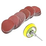 Bestgle 60pcs 2 inch Sanding Discs Pad Sander Disk Kits with 1/8 inch Shank Abrasive Polish Pad Backer Plate for Drill Grinder Rotary Tools