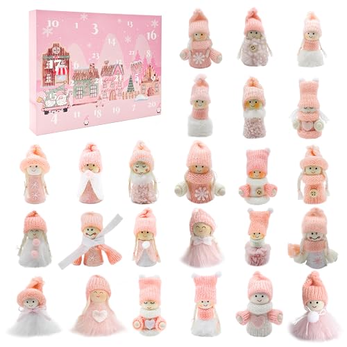 Cdithy 24 Stk. Rosa Weihnachtswichtel Adventskalender Wichtel Figuren,...