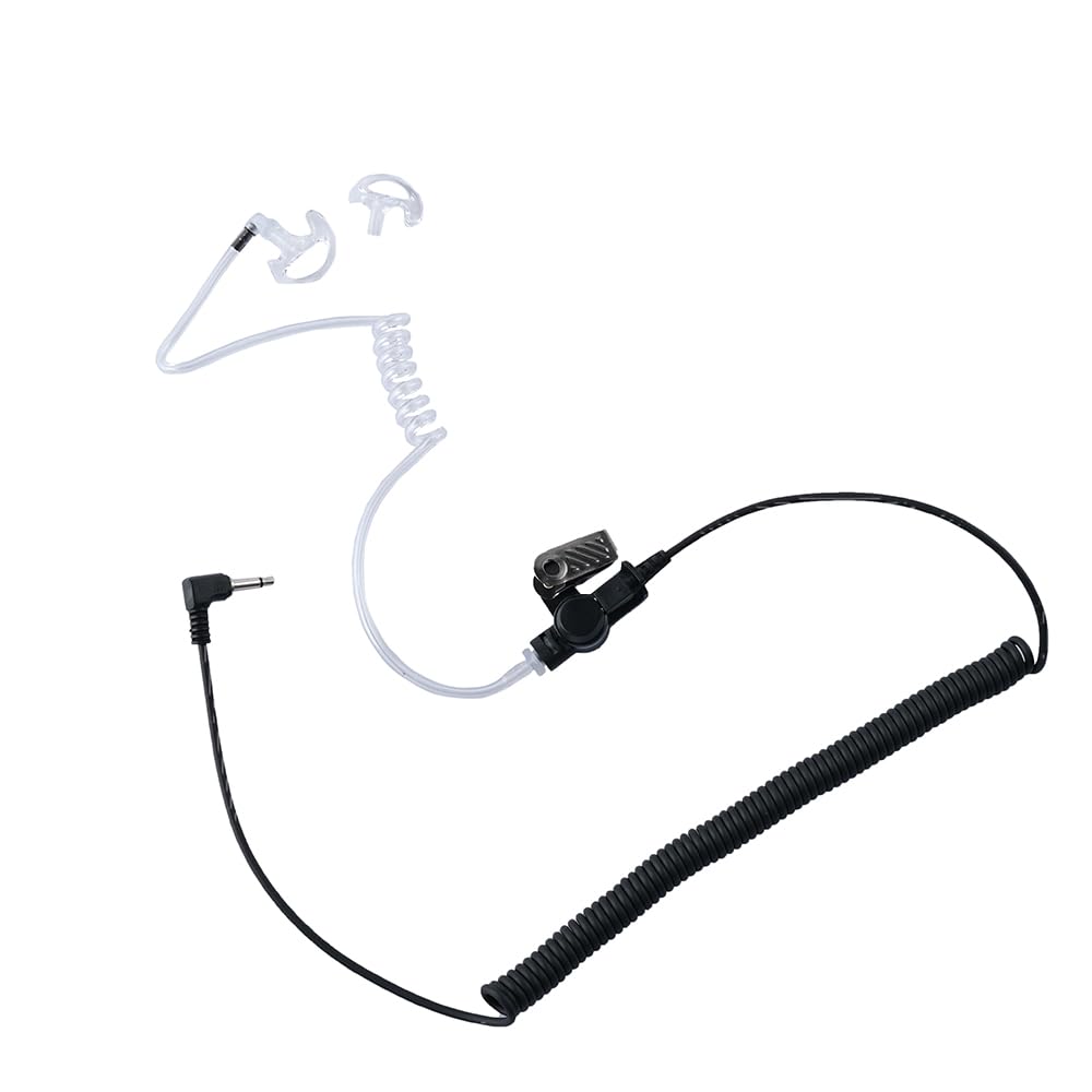Auricular de 3,5 mm para radio, cable en espiral con cable con tubo acústico A3 y auriculares de repuesto transparentes medianos, compatible con Motorola Kenwood ICOM (negro, paquete de 4)