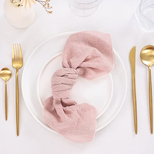 Linxtar Cheesecloth Gauze Napkins 6 Pack 16X16 Inches Dusty Rose Bulk Vintage Handmade Cotton Cloth Napkins Events Decorative Rustic Soft Boho Dinner Napkins For Parties Wedding Everyday Use #TOP2