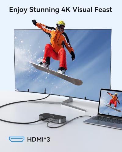 Image of Selore 3 HDMI Docking Station with Charging, Triple Display Docking Station