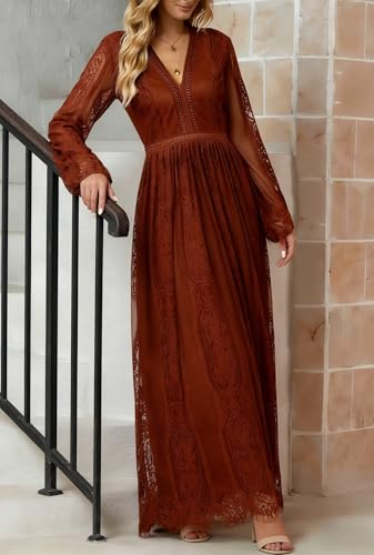 Image of Cercis Womens Off The Shoulder Floral Lace Maxi Wedding Dress Boho Flowy Wedding Guest Formal Long Dresses