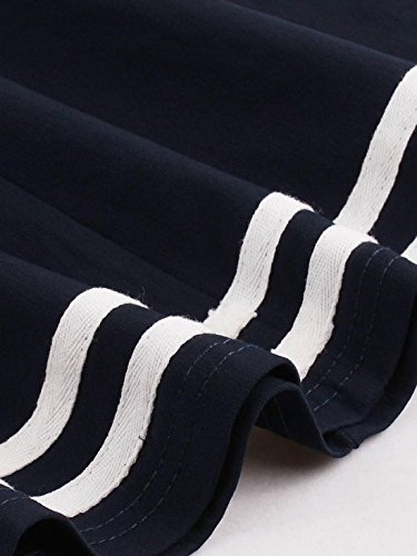 CASF Women's Summer Nautical Style Button Cute Stripe Skirt4