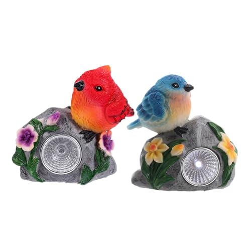 Lampe solaire extérieure jardin d'exception : statues oiseaux en résine et LED haute finition