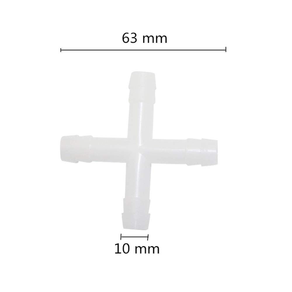 Adaptador de Conector de Manguera Conector de 4 Vías con Conectores Rápidos Cruzados de Púas de 10 Mm Accesorios de Tubería de Riego para Jardínrícola Divisor de Manguera 200 Piezas