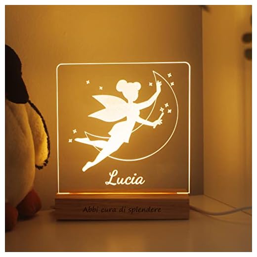 LASERO' Lampada Personalizzata con Nome - Luce Notturna Bambini - Regalo Battesimo Bimbo - Regali Nascita Bimba (Fatina)