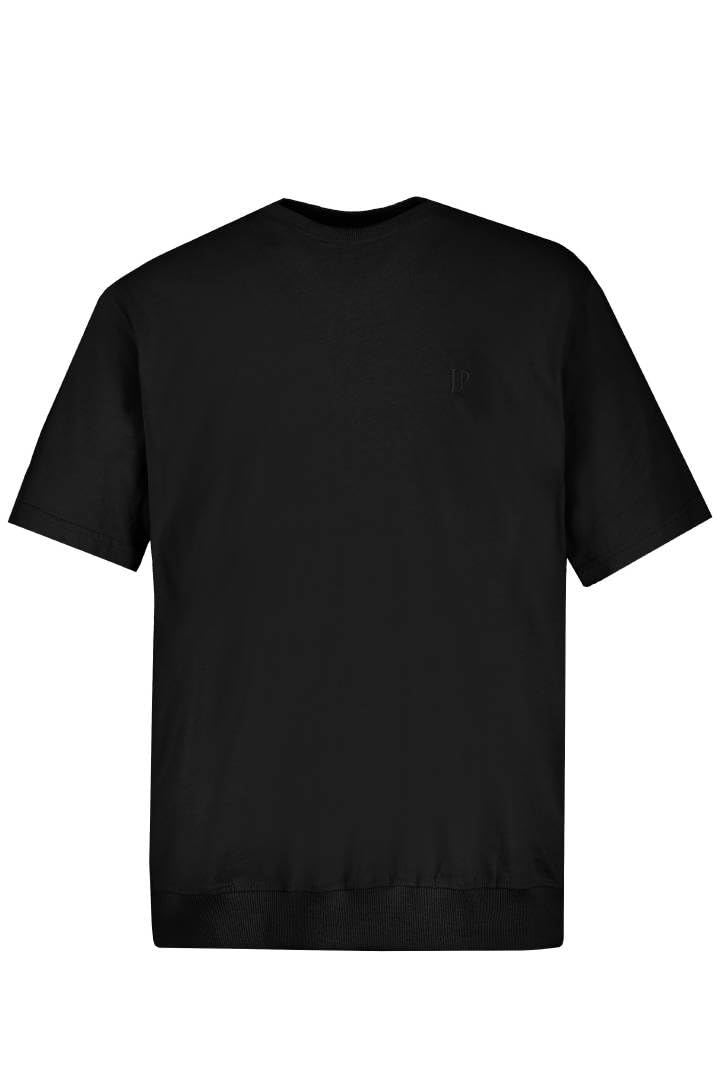 JP 1880 Men's T-Shirt Rundhals Mit Bund T-Shirt, Schwarz, 8XL