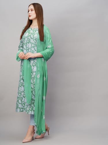 Image of ANNI DESIGNER Women Cotton Blend Kurta With Pant & Dupatta
