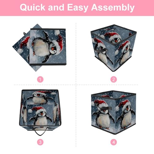 Boîte de rangement de Noël pingouin pour armoires et étagères cubes - 7