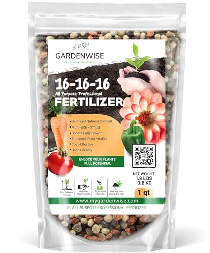 Image of GARDENWISE 16-16-16 All Purpose Professional Fertilizer - Lawn, Flower, Tree, Shrub & Vegetable Garden Fertilizer (1 Quart)