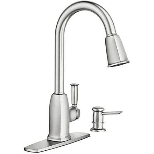 Moen 87022SRS Wellsley One-Handle High Arc Pulldown Kitchen Faucet, Spot Resist Stainless