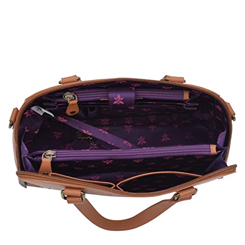 Image of Anuschka Women's Leather Satchel - Hand-Painted Genuine Leather Handbag with Detachable Strap for Everyday Use - 695, Satchel