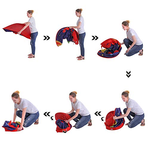 SONGMICS Speeltent, kasteel voor kinderen, speelhuis voor binnen en buiten, draagbaar met draagtas, cadeau, gecertificeerd door EN71, blauw LPT01BU - Afbeelding 8